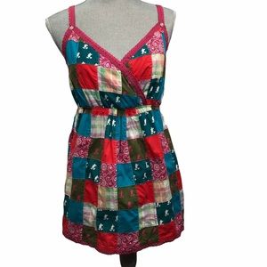 Disney Parks Patchwork Babydoll Top Sz Large VGUC